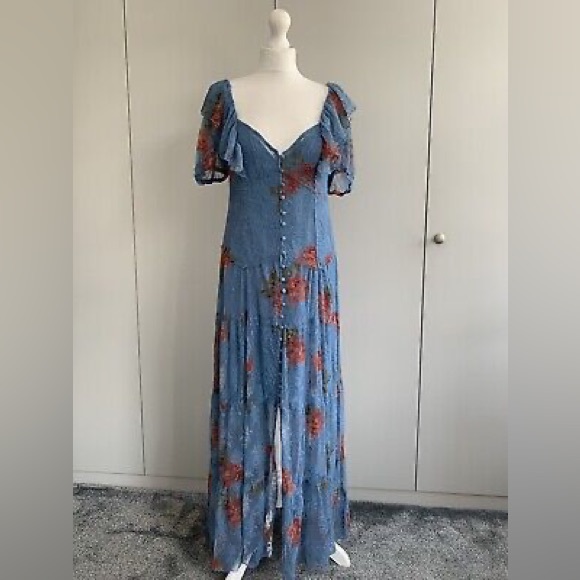 Free People Hollis Maxi Dress in Blue Floral - Picture 4 of 7